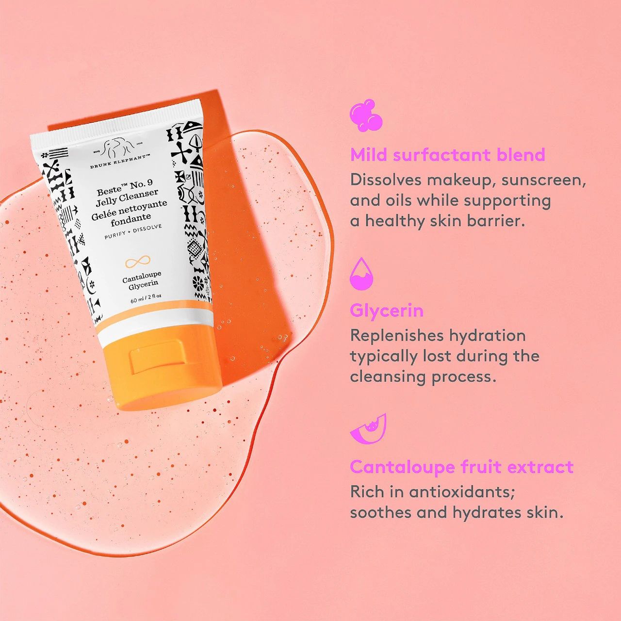 Jabon Limpiador facial en gelatina Beste Drunk Elephant