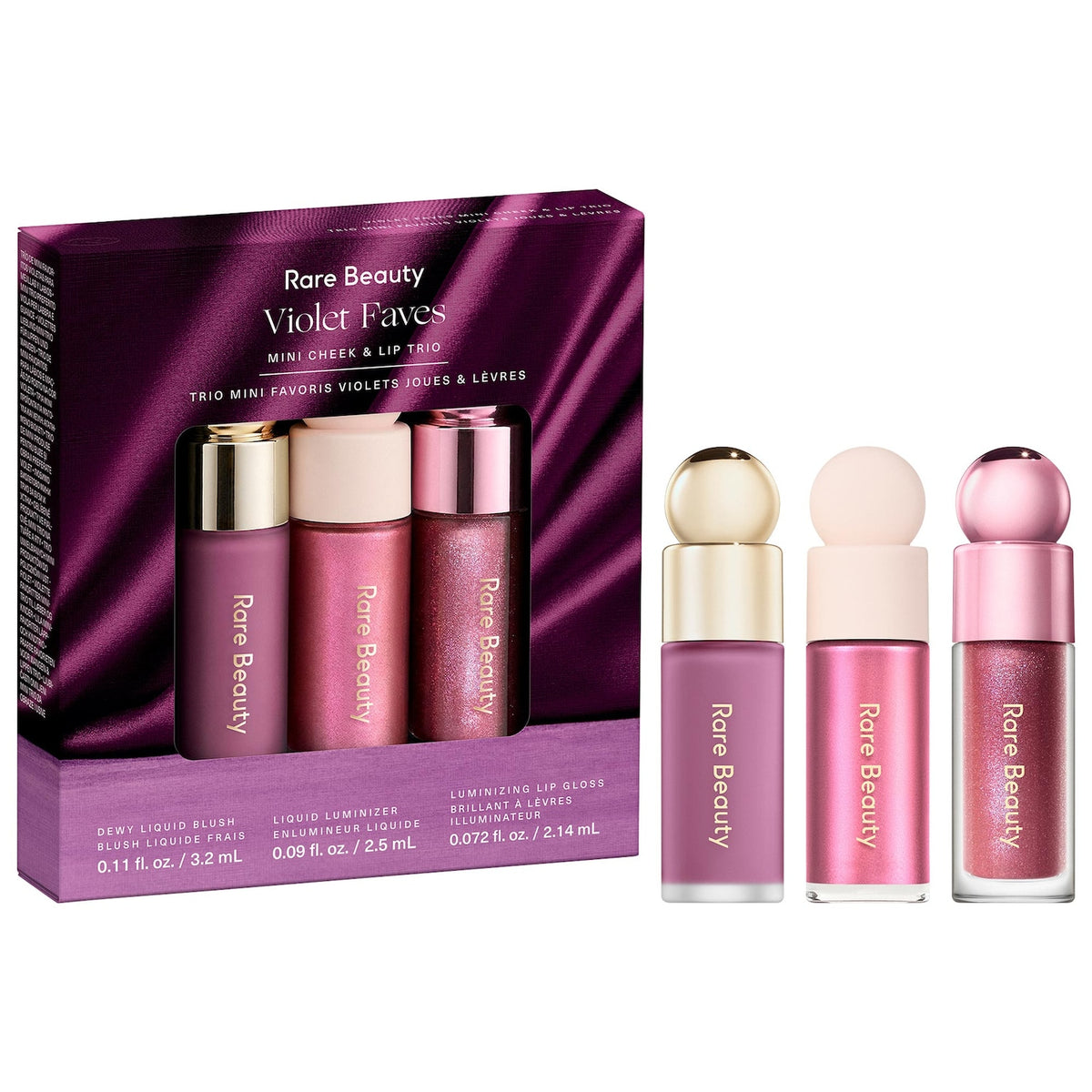 Set Mini Mejillas y Labios Violet Faves — Rare Beauty