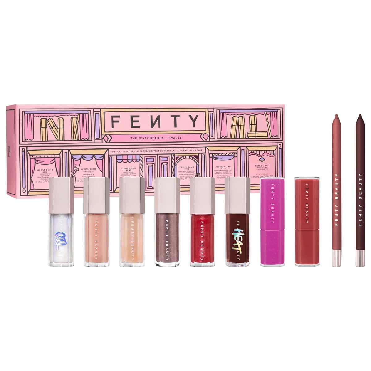 The Fenty Beauty Lip Vault Set de Labios de 10 Piezas