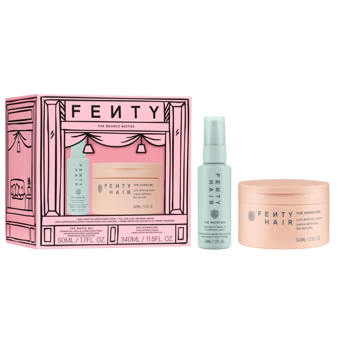 Set The Bounce Besties: Mini Spray Leave-In + Crema Definidora de Rizos Tamaño Completo