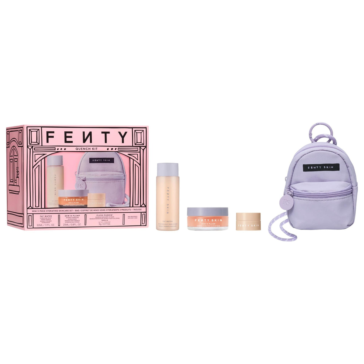 Kit Quench Mini de Cuidado de la Piel de 3 Piezas con Bolsa