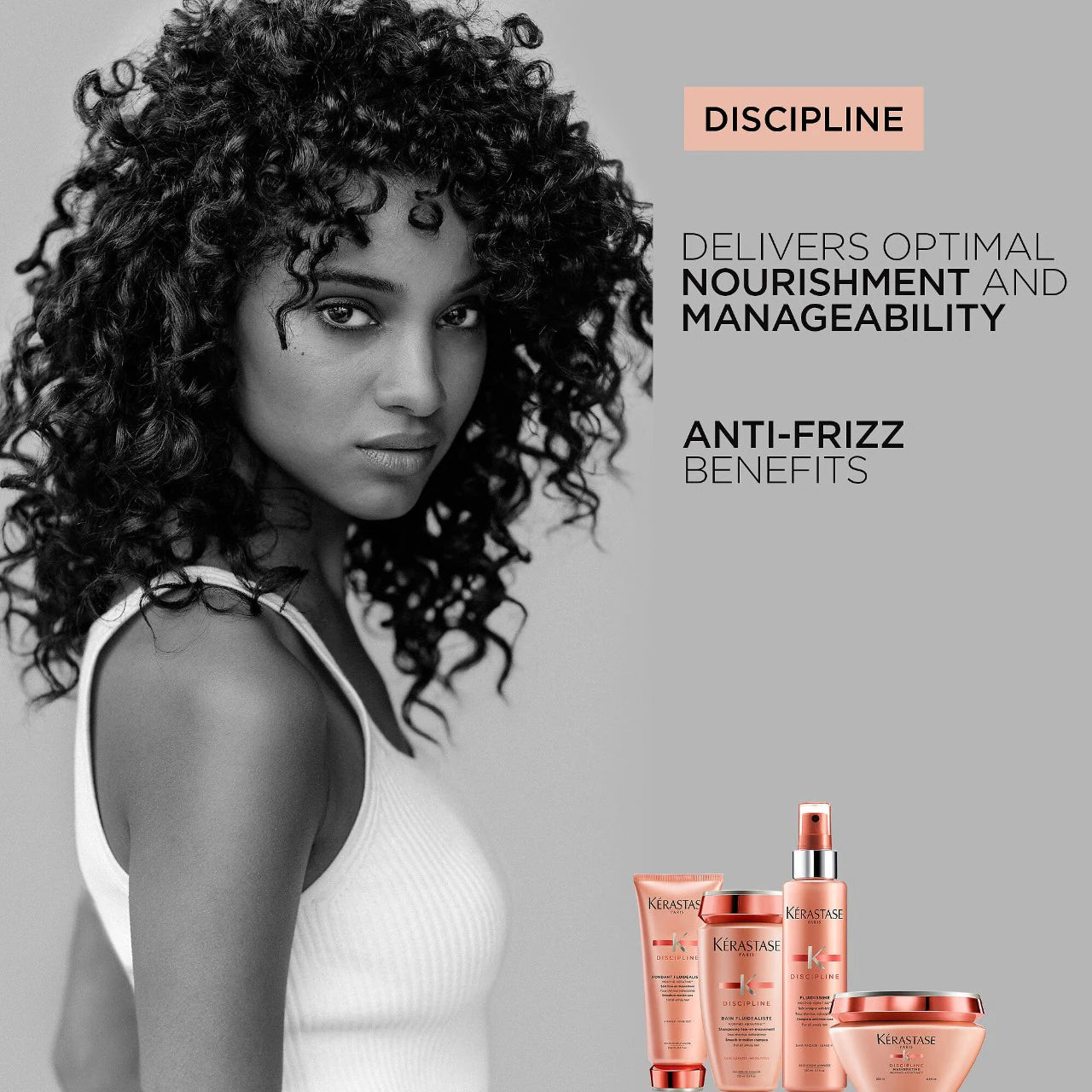 Acondicionador suavizante Discipline para cabello encrespado