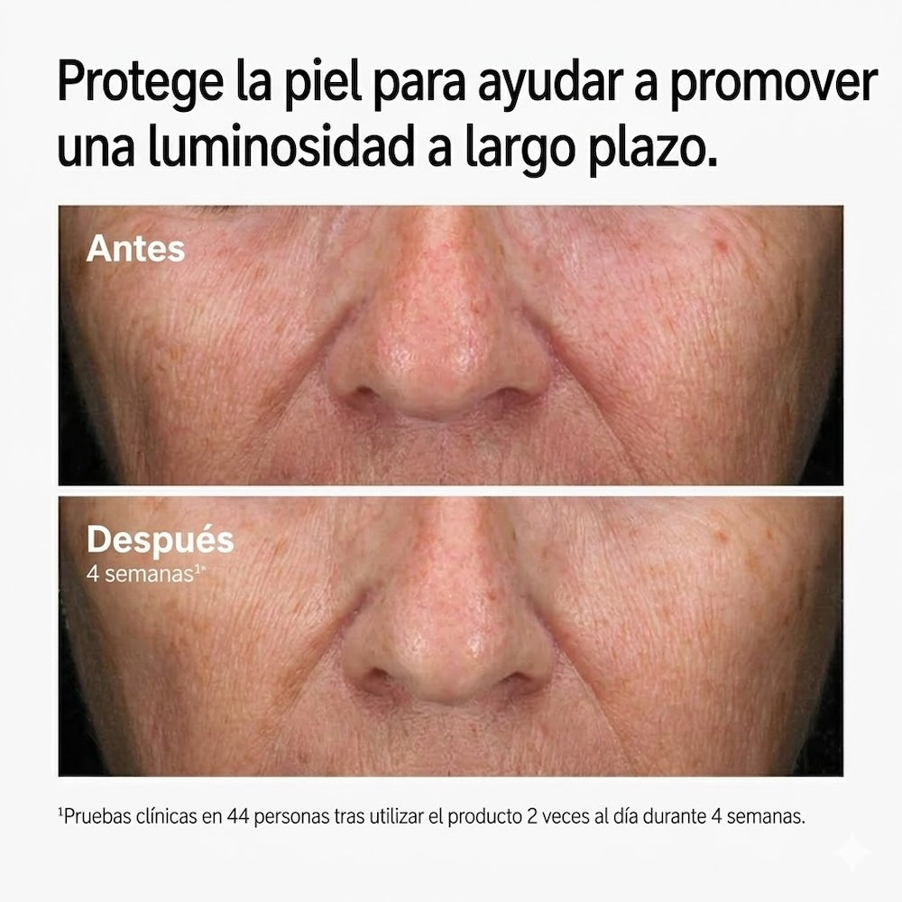 Sérum iluminador multiantioxidante con vitamina C y ginseng.