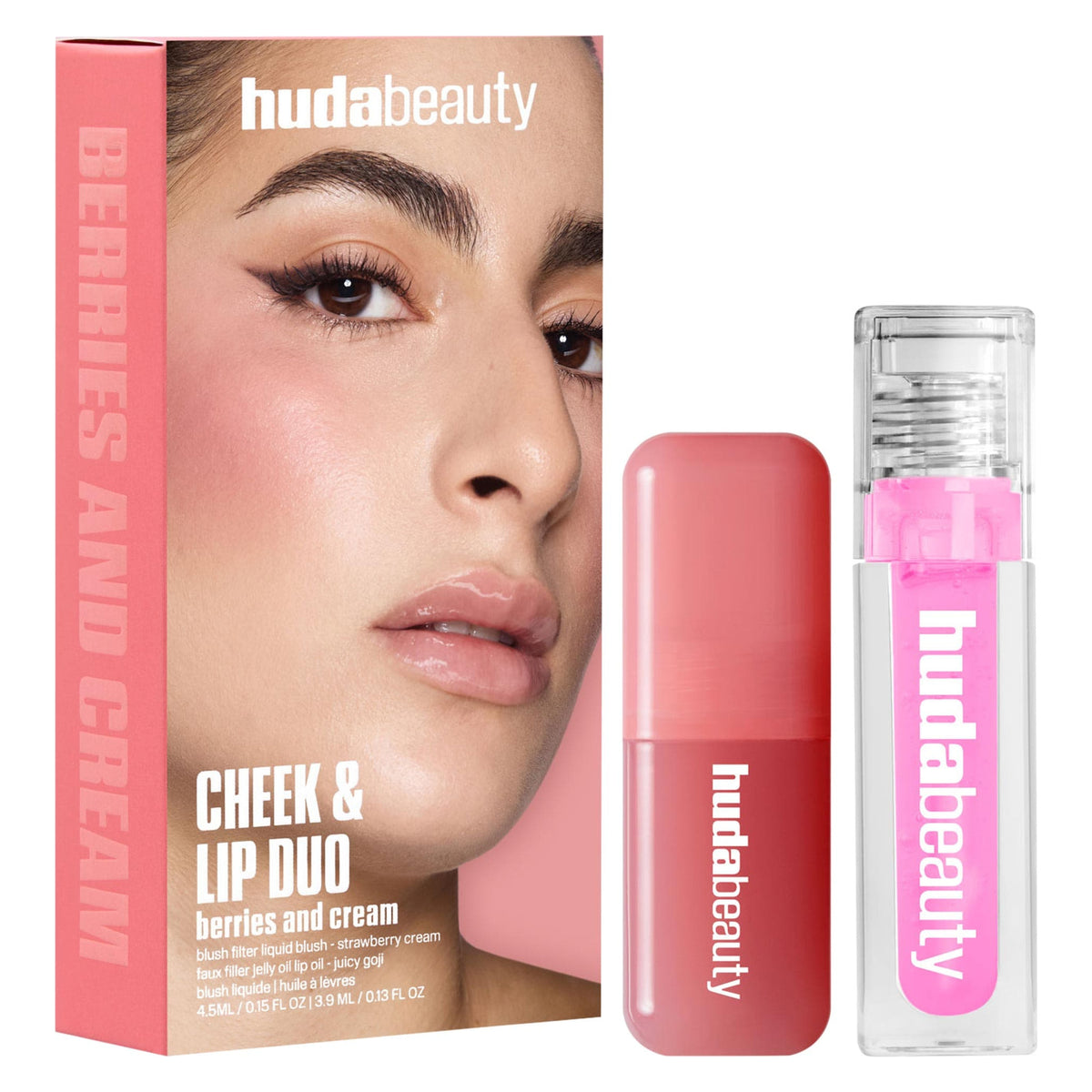 Set de Rubor Líquido y Brillo Labial Berries and Cream — Huda Beauty