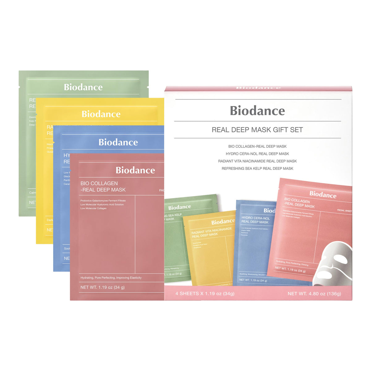 Set Real Deep Mask 4 mascarillas surtidas — Biodance