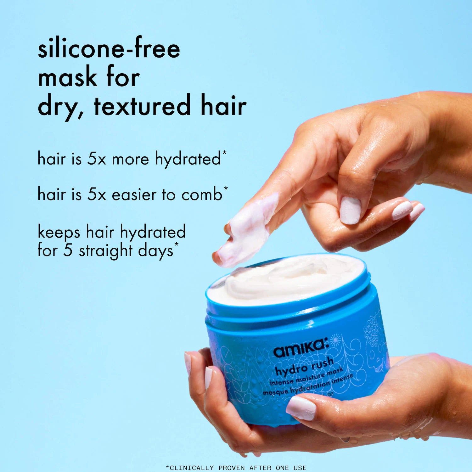 Mascarilla capilar de hidratación intensa Hydro Rush con ácido hialurónico — amika