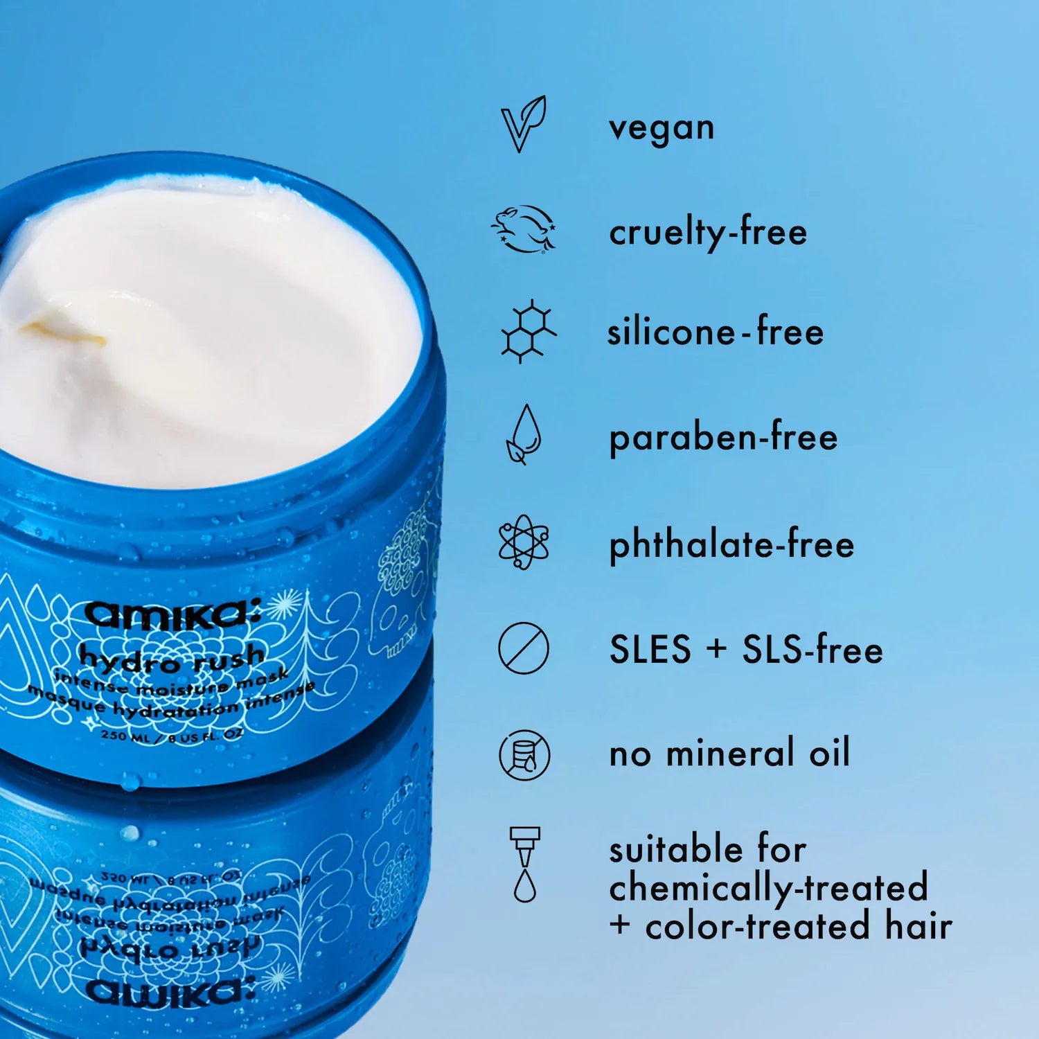 Mascarilla capilar de hidratación intensa Hydro Rush con ácido hialurónico — amika