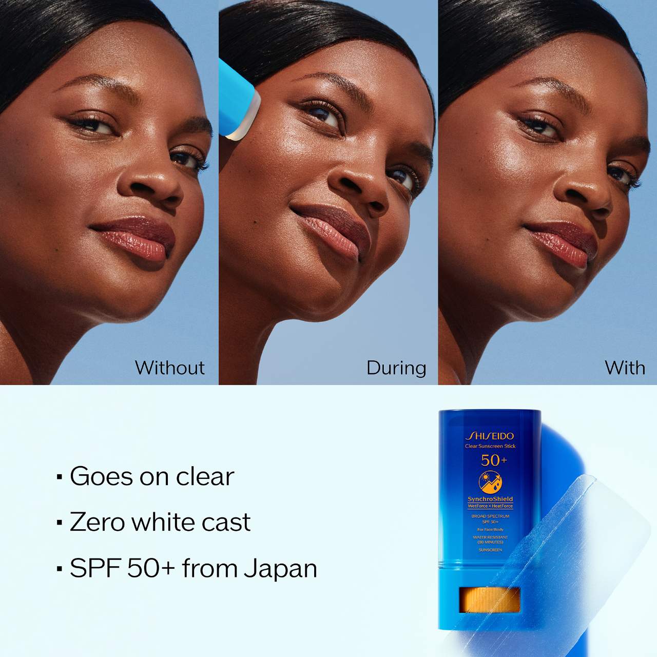 Barra de protección solar transparente SPF 50 — Shiseido