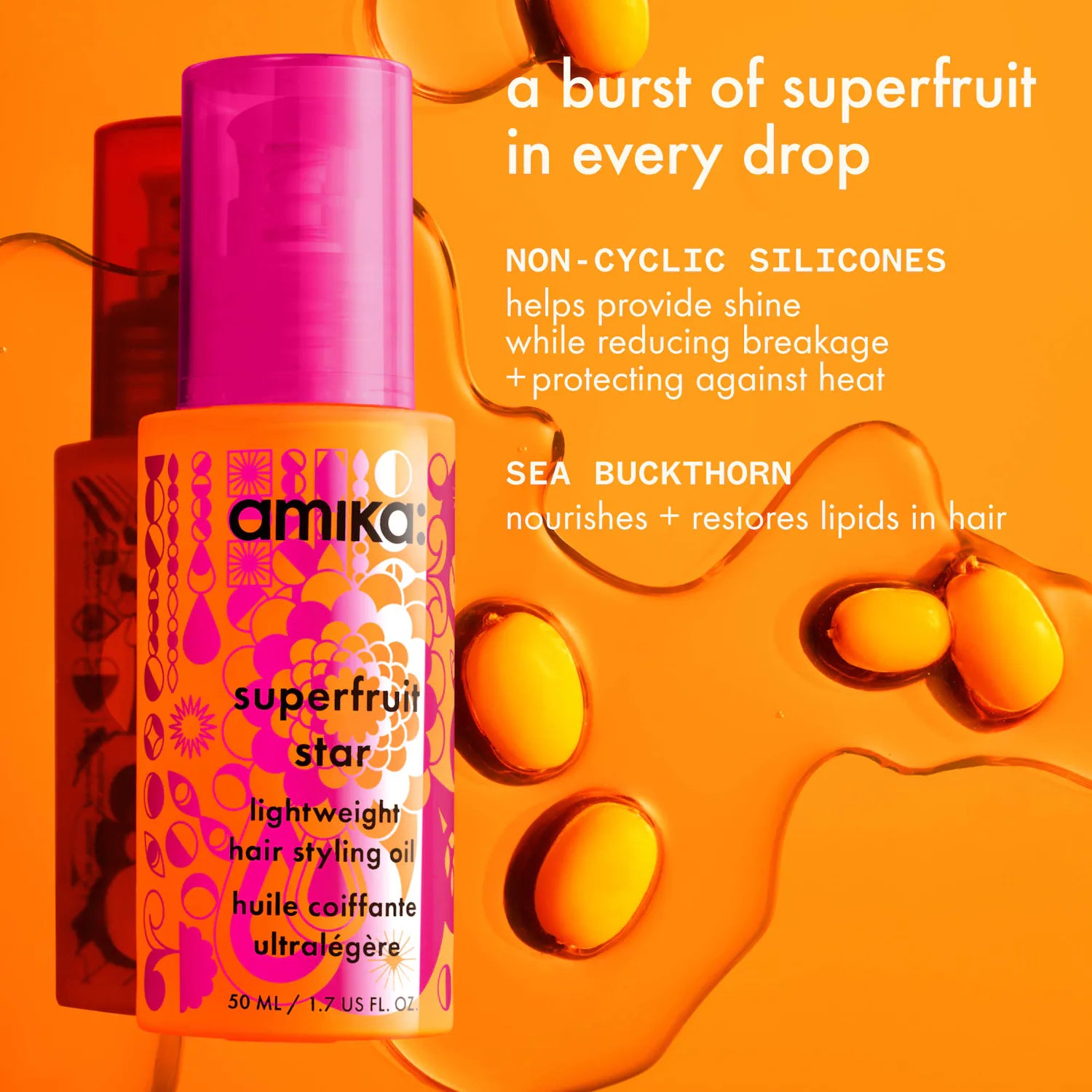 Aceite ligero para peinar el cabello Mini Superfruit Star — amika