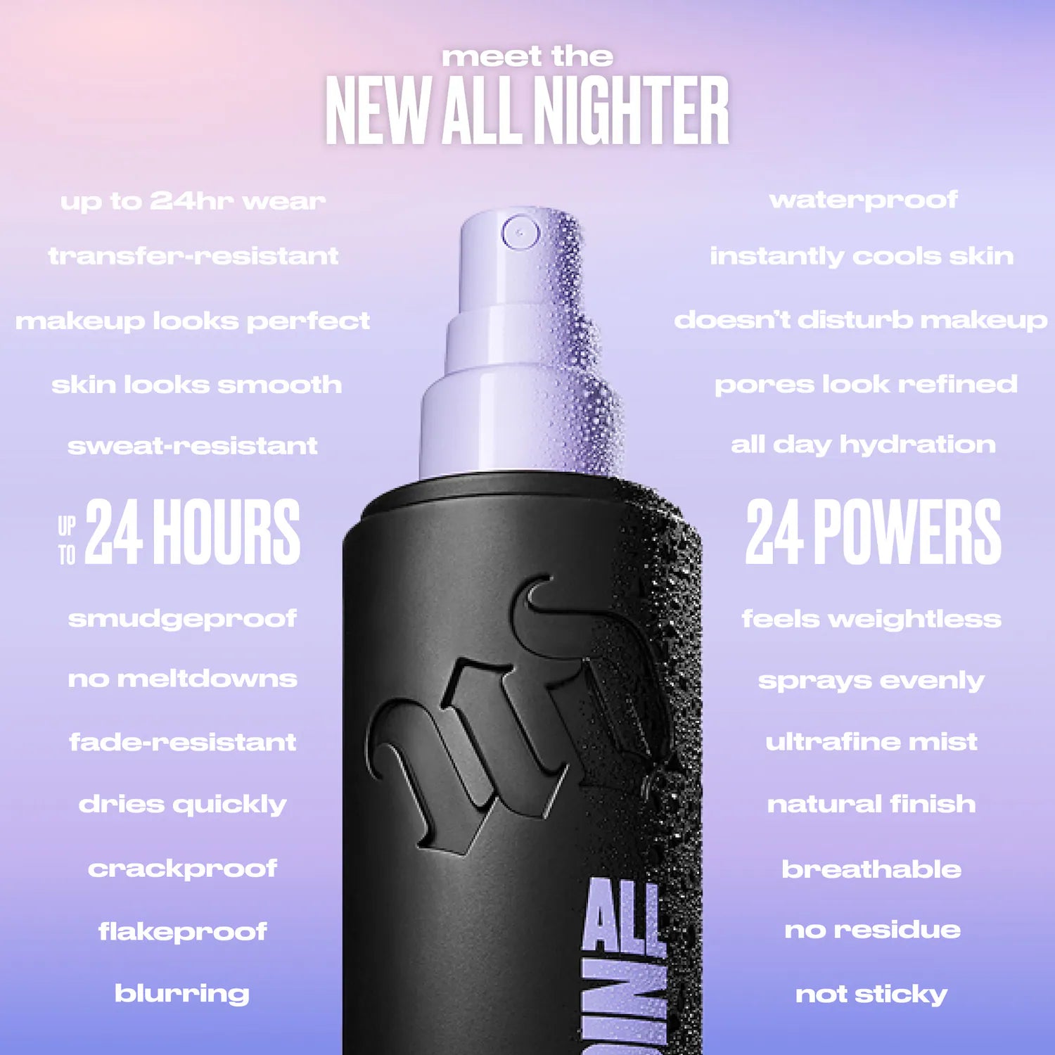 Spray fijador de acabado natural resistente al agua All Nighter con uso las 24 horas — Urban Decay