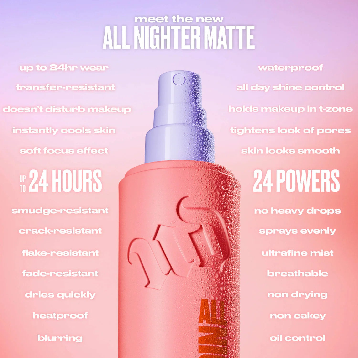 Spray fijador mate resistente al agua All Nighter con uso las 24 horas — Urban Decay