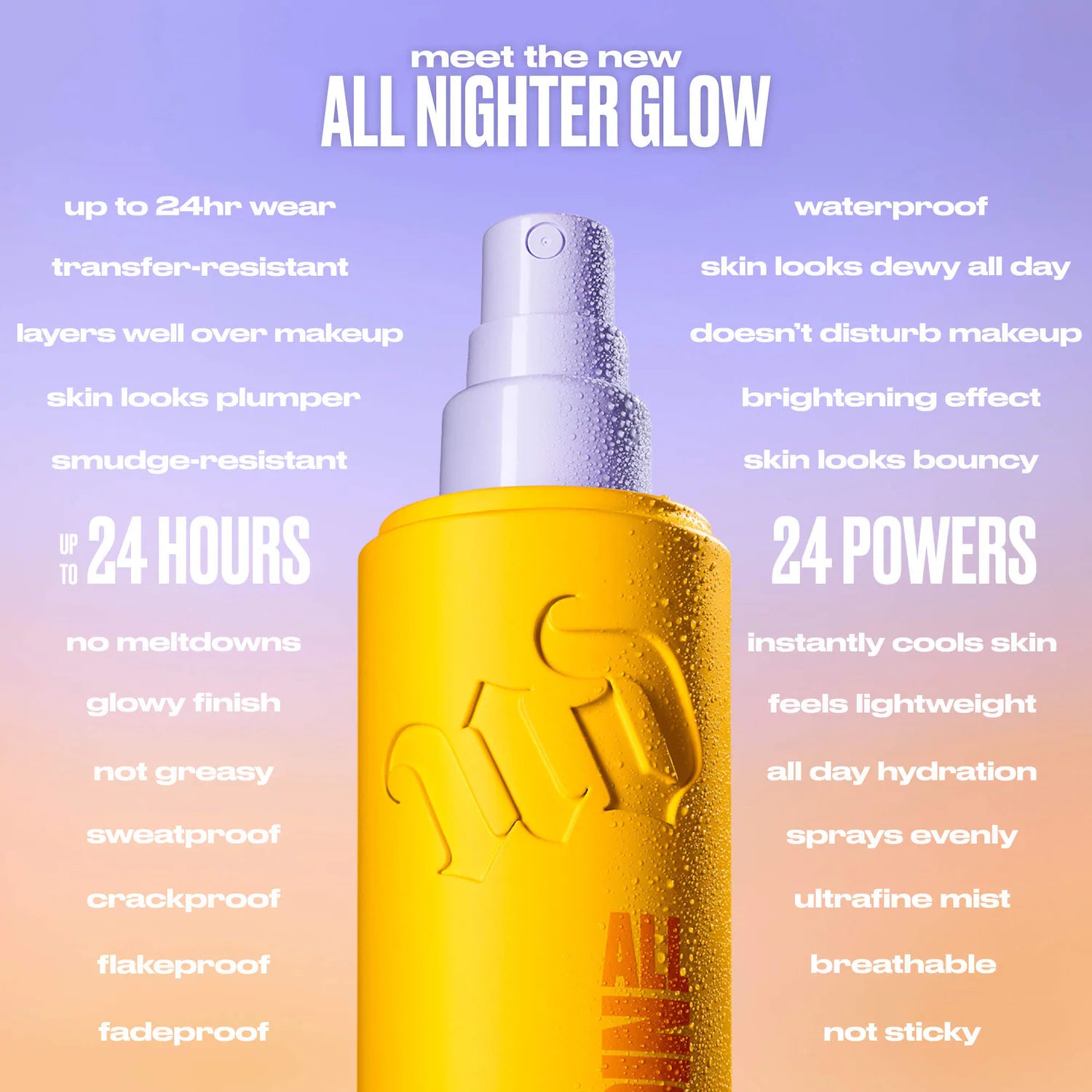 Spray fijador brillante e hidratante resistente al agua All Nighter con uso las 24 horas — Urban Decay
