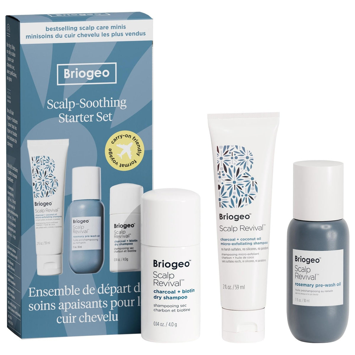 Set de Minis para Cuero Cabelludo Seco: Hidratar, Desintoxicar y Refrescar — Scalp Revival — Briogeo - Set de 3 minis
