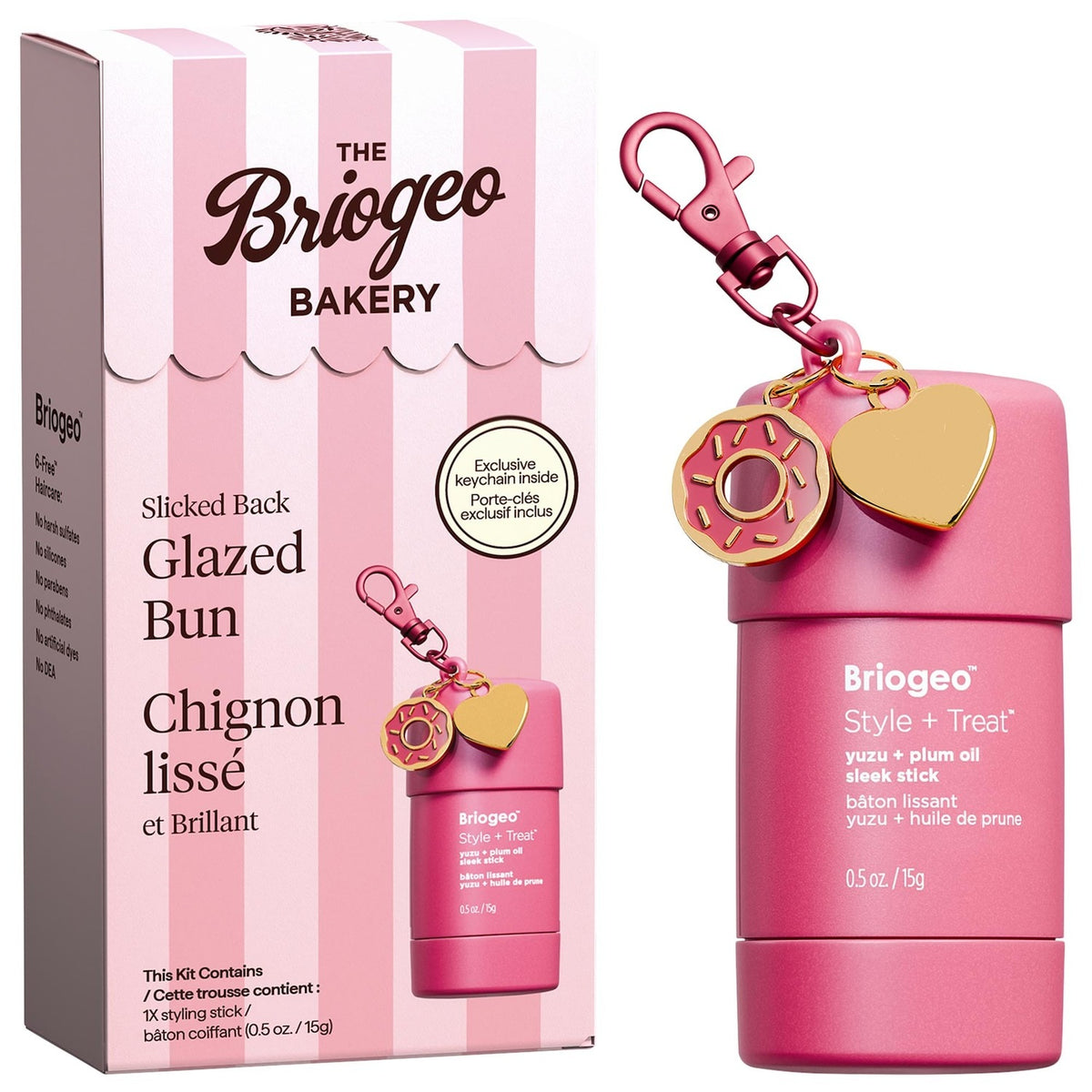 Stick Alisador para Peinados Pulidos — Style + Treat Sleek Stick — Briogeo - Set Glazed Bun (stick + llavero)