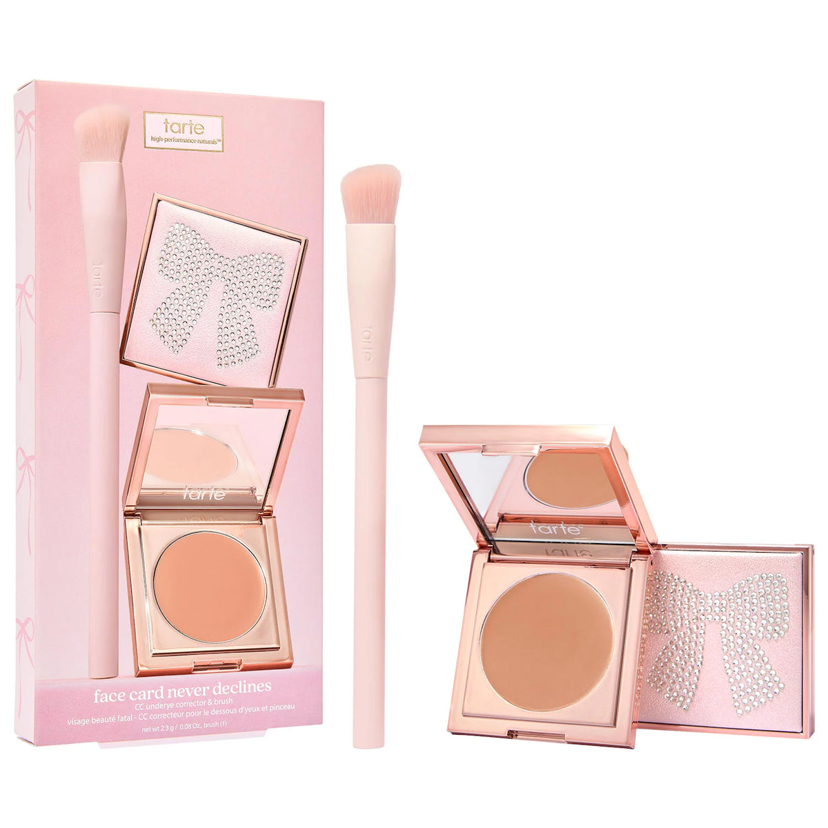 Set Corrector de Ojeras CC de Cobertura Total y Brocha — Face Card Never Declines — Tarte — Medio-bronceado durazno