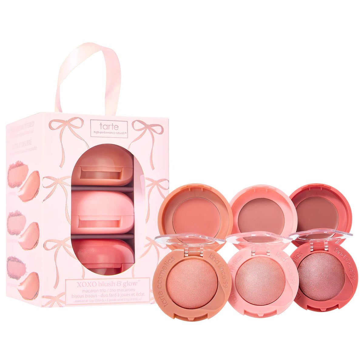 Set Trío de Mini Rubores Macaron — XOXO Blush & Glow — Tarte