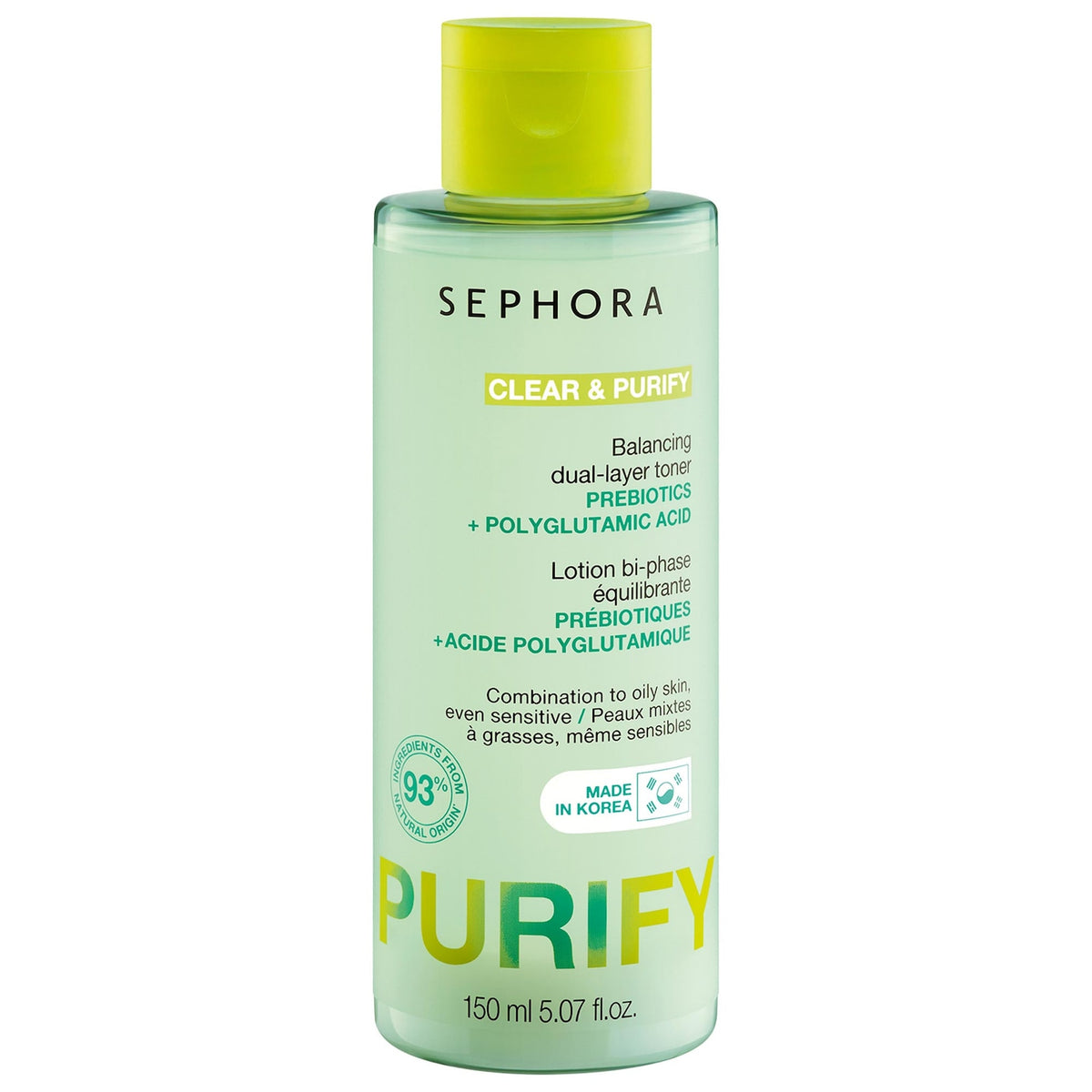Tónico Equilibrante Bifásico Clear & Purify con Prebióticos y Ácido Poliglutámico — Sephora Collection