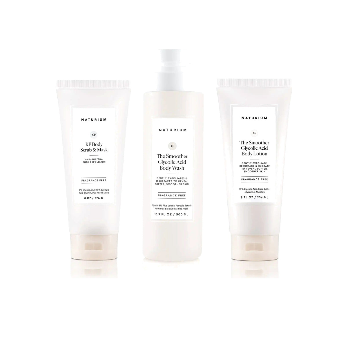 Set Glycolic Acid Body: Exfoliante, Gel de Ducha y Loción
