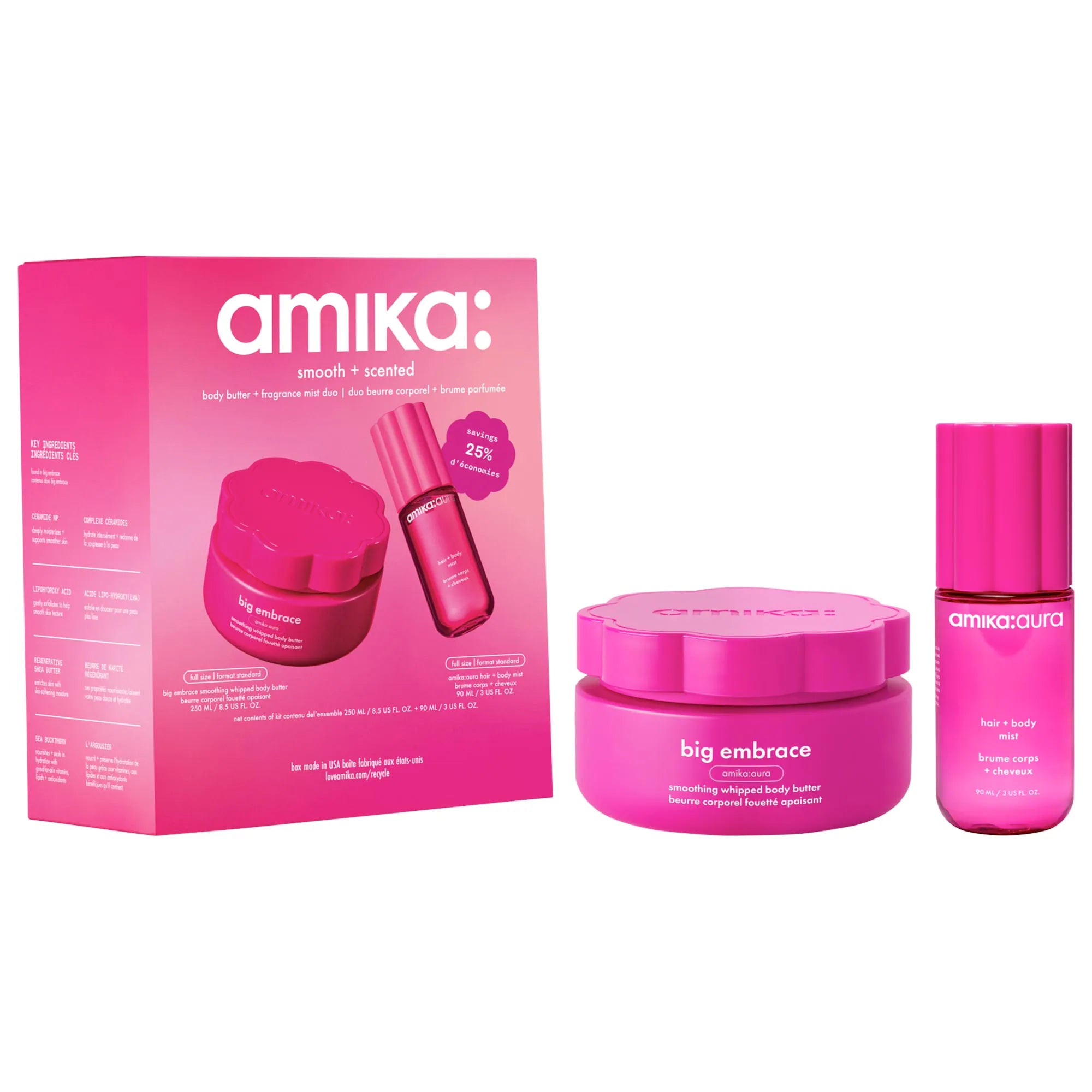 Set de regalo de niebla aromática y manteca corporal suave + perfumada — amika
